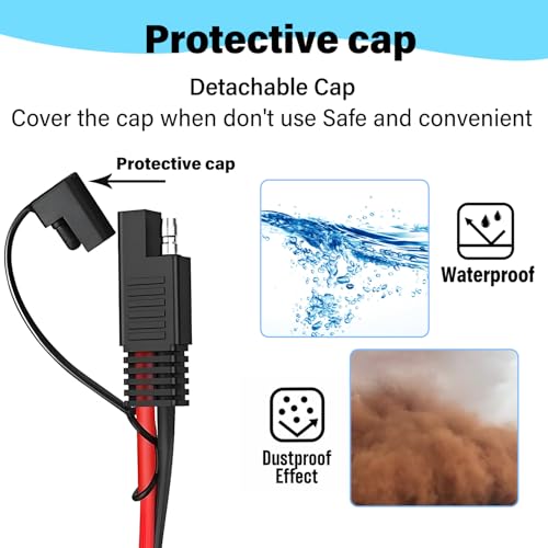10AWG 2FT SAE to Alligator Clip,12V SAE Quick Release Adapter to Alligator Clips Quick Disconnect Cable,SAE Extension Cable with 2Pin Connector for Car Motorcycle - size: Alligator Clip to SAE