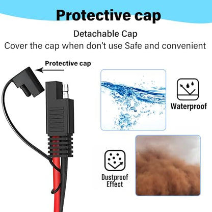 10AWG 2FT SAE to Alligator Clip,12V SAE Quick Release Adapter to Alligator Clips Quick Disconnect Cable,SAE Extension Cable with 2Pin Connector for Car Motorcycle - size: Alligator Clip to SAE