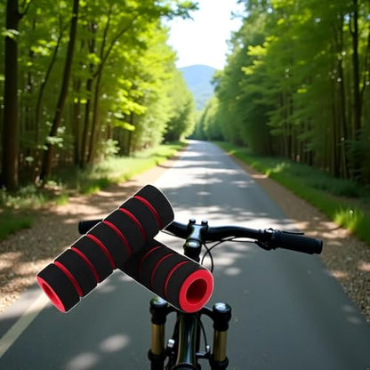 Red Non-Slip Foam Handlebar Grips for Bicycle and Motorcycle ?Soft, Durable Sponge Grip Covers for Cycling, Road Racing, Brake Lever Protection ?Comfortable Handlebar Tapes