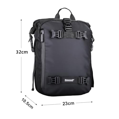 Waterproof Motorcycle Tail Bag 10L Motorbike Rear Rack Storage Bag Saddle Pannier for Touring Adventure Commuting Black - size: 10L
