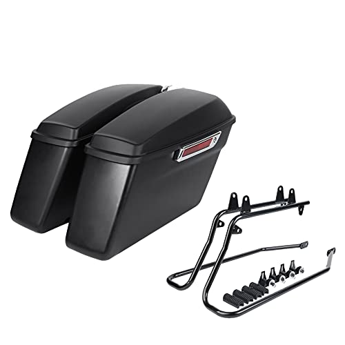 XFMT Motorcycle Saddlebags with Black Conversion Brackets Fit For Harley Softail Deluxe Heritage Softail 1984-2017, Matte Black - color: Matte Black