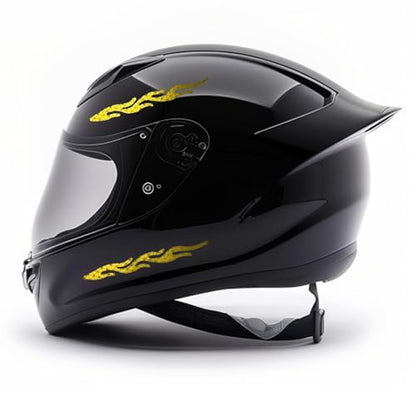 customTAYLOR33 High-Intensity Grade Premium Reflective Tribal Flame Helmet Decals, Motorcycle Safety Sticker Decals (Yellow/Gold) - color: Yellow/Gold