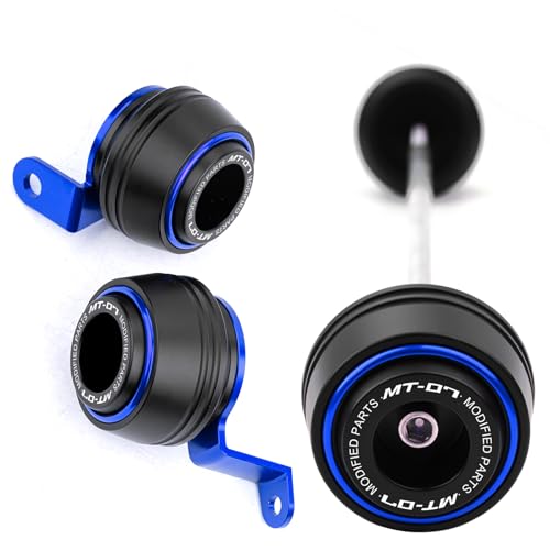 Compatible with MT07 MT 07 2026 2025 MT-07 FZ07 Motorcycle Front & Rear Wheel Fork Axle Sliders Crash Protectors Accessories (Blue) - color: Blue