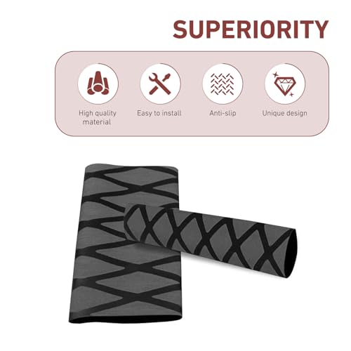 4 PCS Motorcycle Heat Shrink Grip Sleeves, Grid Pattern 2 Handlebar and 2 Brake Handlebar Cover, Rubber Anti-Slip Comfortable Grip Cover, Heating Tight Fit Protective Sleeve (Black) - color: Black