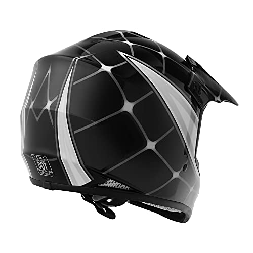 SLMOTO Youth Kids Motocross Offroad Street Helmet DOT Safety Youth Kids Helmet Dirt Bike Offroad Motorcycle Goggles Gloves - color: Black Spiders, size: Large