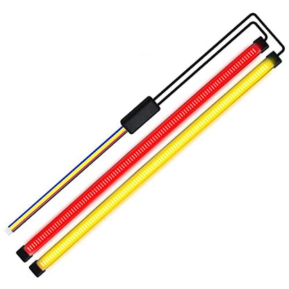 YEORO 11.8'' Universal Motorcycle LED Tail Light Strip, 3 in 1 Fuctions DRLs Brake Light Red & Turn Signal Light Amber 108 LEDs Flexible Strip for Motorcycle,Car,ATV.