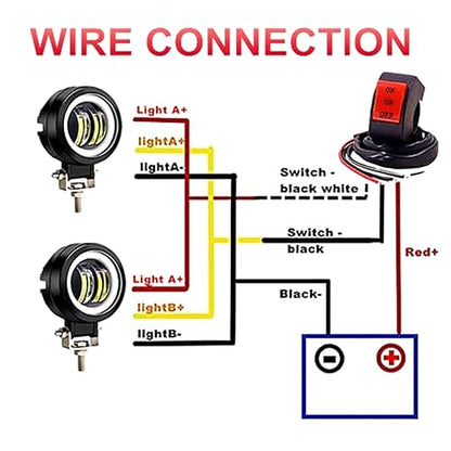 Ourbest Motorcycle Fog Lights with Switch,3inch Motorcycle auxiliary lights, Halo Round led lights, luces exploradoras para moto pair(White Beam with Red Ring)
