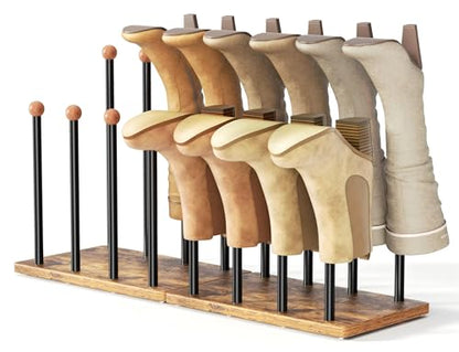 pickpiff Boot Rack 8-Pair Cedar Ball End Boot Rack Shoe Organizer Free standing Metal Holder with Wood Base
