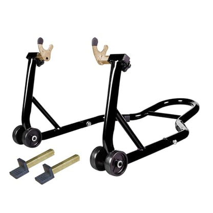 Big RED Motorcycle Stand 500LB, Adjustable Sport Bike Front and Rear Wheel Lift Stands, Fit for Yamaha, Kawasaki, Honda, Suzuki, Black, U+L - color: Black