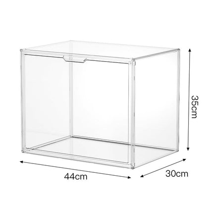 Zfmnoyev Motorcycle Helmet Storage Rack with Magnetic Door, Clear Acrylic Organizer Box Display Case, Floor-Standing Hat Rack Organizer Stand, for Figures Books Handbags Purses Boots Ball