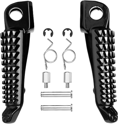 Motorcycle Front Foot Pegs/Footrests/Pedals for kawasaki ZX6R ZX10R 650R EX650 Z750 Z750S Z1000 ER-6N ER-6F ER6 (Bright black) - color: Bright Black