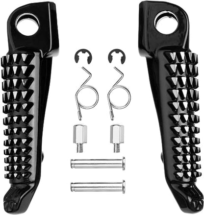 Motorcycle Front Foot Pegs/Footrests/Pedals for kawasaki ZX6R ZX10R 650R EX650 Z750 Z750S Z1000 ER-6N ER-6F ER6 (Bright black) - color: Bright Black