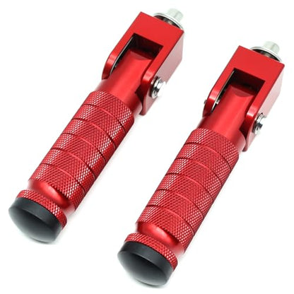 Red Motorcycle Bicycle Folding Foot Pegs 90 Degree Foldable Electric Motorbike Ebike For Super73 S2/ZX/RX/R/S Passenger Footrests Rearsets Rear Set Footpegs foot Rest Pedals M8 Install Bolts - color: Red-Foldable