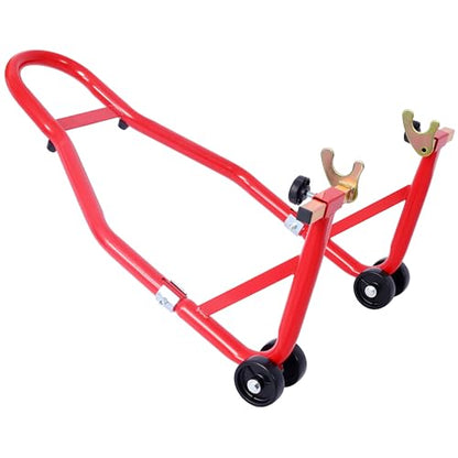 Motorcycle Stand 1000LB - Heavy Duty Sport Bike Front and Rear Wheel Lift, Adjustable Swingarm Paddock Stands, Industrial-Grade Steel (Red) - color: Red