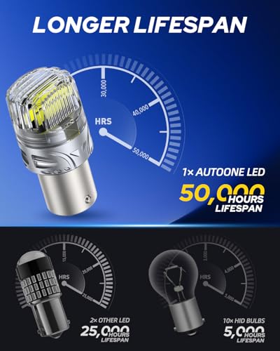 AUTOONE White 1156 LED Light Bulbs, 700% Super Bright & 6500K White 7506 BA15S P21W LED Bulbs for Backup Reverse Signal Blinker Tail DRL Brake Running Parking Lights, 2PCS - color: White, size: 1156/7506