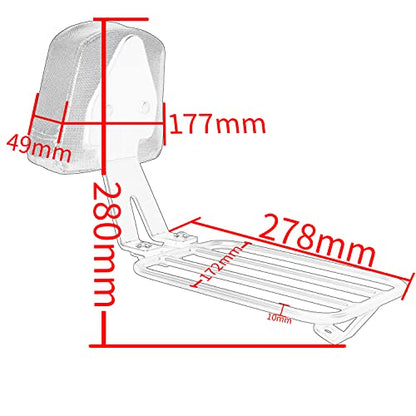 Motorcycle Sissy Bar Luggage Rack for Kawasaki Vulcan 650 VN650 S 2015 2016 2017 2018 2019 2020 2021 2022 2023 2024 2025 2026 Rear Passenger Backrest Upright Seat Leather Cushion Pad