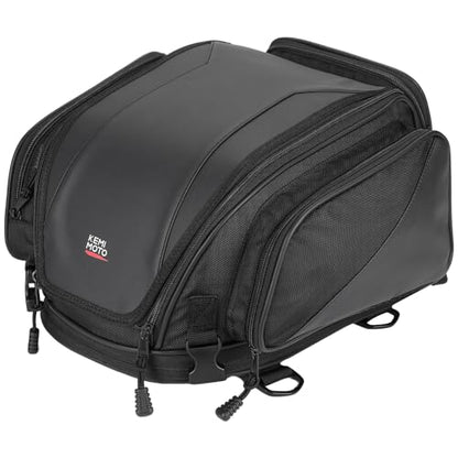 KEMIMOTO Tail Bag 18-22L Expandable Sissy bar Compatible with Can-Am Ryker 900/600/Sport/Rally Edition, 1680D Oxford+PU Leather Waterproof/6 Adjustable Straps,Luggage Seat Travel Rear Rack Bag