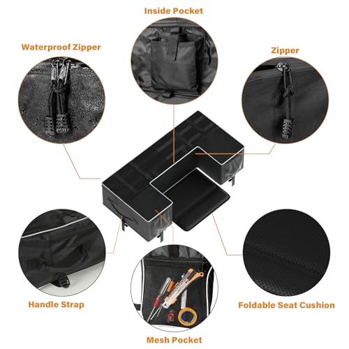 SUNPIE ATV Rear Rack Cargo Bag with Seat Cushion Pad, Soft Black Storage Bag with Upgraded Zipper for 4 Wheeler Polaris Sportsman 450 500 570, Scrambler, TRX FourTrax, Can-Am Outlander 570, Suzuki ATV - color: Black