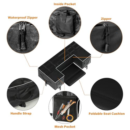 SUNPIE ATV Rear Rack Cargo Bag with Seat Cushion Pad, Soft Black Storage Bag with Upgraded Zipper for 4 Wheeler Polaris Sportsman 450 500 570, Scrambler, TRX FourTrax, Can-Am Outlander 570, Suzuki ATV - color: Black
