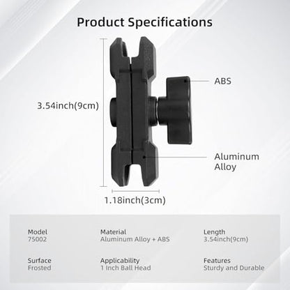 Double Socket Arm,Extension Arm Compatible with Mounts Any B Size 1" Ball Head Components & Bike Motorcycle Car Phone Mount Holder with 1'' Ball Adapter, Aluminum Alloy & Medium 3.54", 75002 - size: Medium socket arm