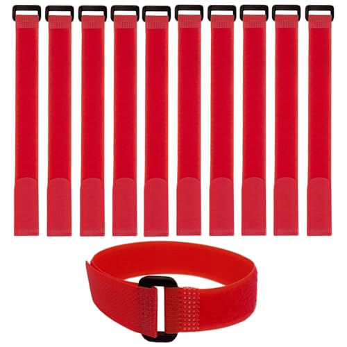 10 Pack (12 x 0.8 Inch) Reusable Fastening Cable Straps Red Color,Adjustable Multi-Purpose Hook and Loop Straps Nylon Cable Ties for Wire Cable Management Home Office Garage Organization - size: 12''x0.8'' (Red)