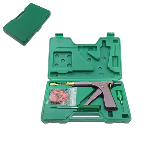 Tubeless Tyre Repair Kit Tire Gun Puncture Valve Removal Tools with Mushroom Plugs for Truck, RV, Jeep, ATV, Tractor,Trailer ect