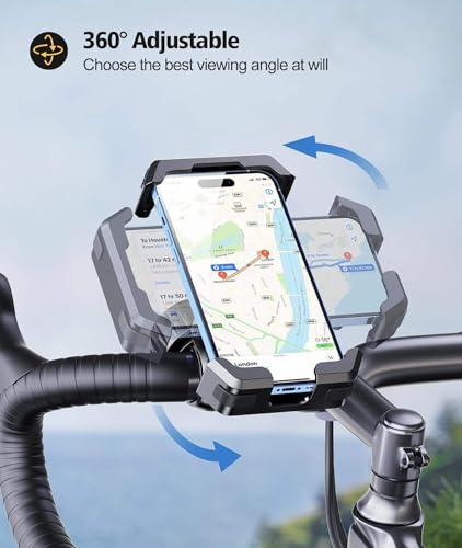 TIMESS Bike Phone Holder, Motorcycle Mount - Motorcycle Phone Holder, Handlebar Cell Phone Clamp, Scooter Phone Clip for iPhone/Samsung/Google/Huawei/Xiaomi, More 4.7" to 6.8" Smartphones