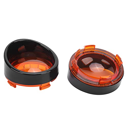 Srliya Motorcycle Turn Signal Light Cover, 2pcs ABS Protective Case with Translucent Lens and Splash Proof Sun Visor for Enhanced Visibility and Scratch Protection (Black Orange)