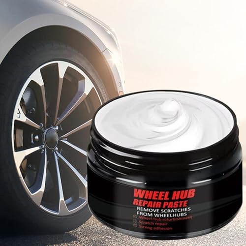 Wheel Cream, 50g Rim Scratch Repair Kit, Swirl Remover with Applicator Sponge Easy Buffing Care Design for Vehicles Trucks Rv Motorcycles Marine Auto Detailing Car