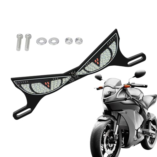 Brake Light Motorcycle, License Plate Eye Lamp, Rear Safety Indicator, Compact Sturdy Construction, Quick Install Feature, Road Travel Protection Tool, Highway Cycling Use 7.48x1.97x0.2 Inches - color: Snake eye lamp - ice blue + red flash
