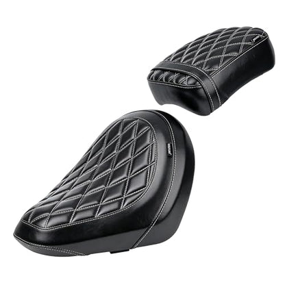 Motorcycle Rider & Passenger Comfort Seat Fit for Rebel 1100 CMX1100 2021 2022 2023 2024 2025 2026, Front Rear Solo Saddle Back Cushion Pillion Pad, Black w/Gray Stitching - color: Front & Rear - Black-B