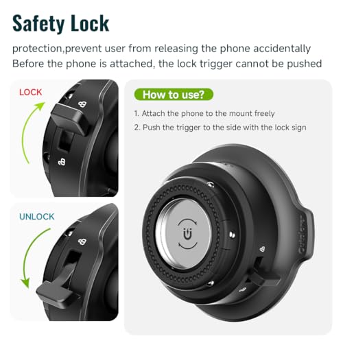 Quick Launch Magnetic Motorcycle Phone Mount with Universal Interface, Anti-Vibration Handlebar Bracket with Secure Lock for Bike Scooter Moto MTB, 360° Blind Installation (QM01&QU01) - style: QM0U1