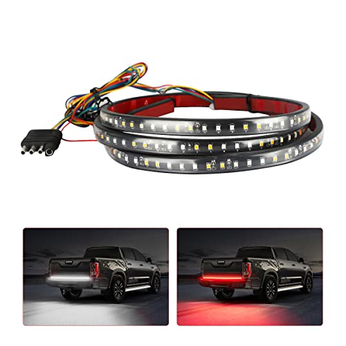 Truck Tailgate Light Bar, LED Single Row Tailgate Light Strip with Red Running Brake Lights Turn Signal White Reverse Light, IP67 Waterproof Light Strip for Cargo Truck SUV RV Boat (60'') - size: 60''