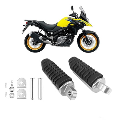 Rear Passenger Foot Pegs for Suzuki Hayabusa GSX1300R GSX650 GSX1400, Bandit GSF1250 GSX1250, V-Strom DL650 DL1000 - Anti-Slip Rubber Motorcycle Footrests Pedals Replacement (Silver & Black) - color: Black#Suzuki#Rear