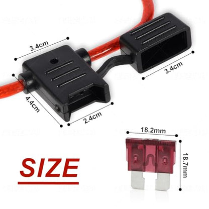 Sinus Live 5 Packs 10 Gauge Inline Fuse Holder, Water Resistant Automotive Blade Fuse Holder with 15 PCS Standard Fuses ATC/ATO (5 of Each 20A, 30A, 40A), Braiding Copper Conductor(OFC)