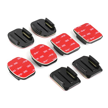 HSU Helmet Adhesive Sticky Mounts, Flat + Curved 3M Adhesive Mounts Compatible with GoPro Hero 13/12/11/10/9/8/7/6/5 AKASO Campark DJI Osmo Action 4/3 and Other Action Cameras (8 Pack)