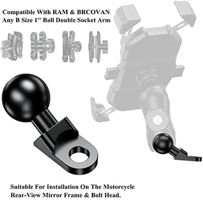BRCOVAN Aluminum Alloy Mount Base with 1'' TPU Ball & 10mm Mounting Hole | Angled Bolt Head Adapter Ball Base Compatible with RAM Mounts B Size Double Socket Arm - style: R12-Set of 1