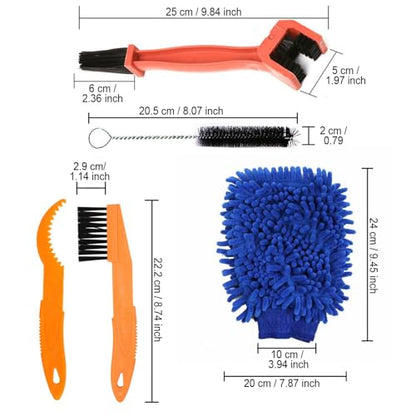 Bike Cleaning Brush Kit, Bike Chain Cleaner, Bicycle Motorcycle Accessories Multi Cleaning Tool for Mountain Road Bicycle & Motorbike & ebike Chain/Crank/Tire/Sprocket