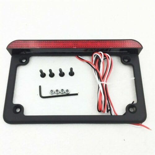 Billet Aluminum Motorcycle License Plate Frame with 6" LED Bar, Black Finish, Universal Fit for Custom Chopper, Bobber, and Metric Cruiser Motorcycles - color: Black, size: Flat LED