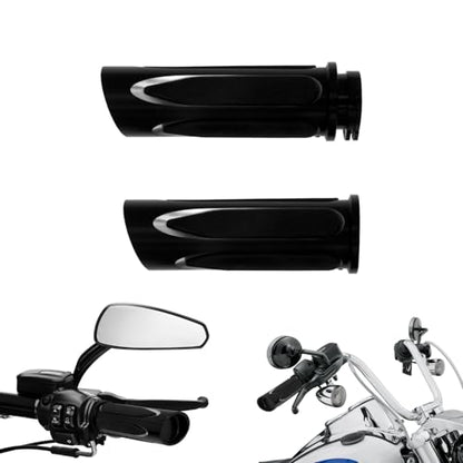 Motorcycle 1" Hand Grips Handlebar Grips Cable Throttle Fit for Harley Touring Street Glide Road King Road Glide Electra Glide Dyna Softail - color: #3 Black&Chrome