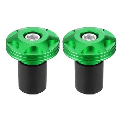 Motorcycle Handlebar End Plug Aluminum Alloy 18mm-20mm 0.71"-0.79" 32mm OD Fashionable | Front Handle Bar Grips Cap Gear Balanced Plug Green 1 Pair