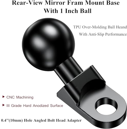 BRCOVAN 5PCS, Aluminum Alloy Mount with 1'' TPU Ball & 10mm Mounting Hole | Angled Bolt Head Adapter Ball Base Compatible with RAM Mounts B Size Double Socket Arm - style: R12-Set of 5