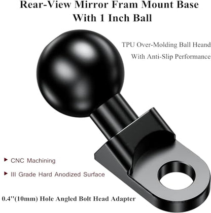 BRCOVAN 5PCS, Aluminum Alloy Mount with 1'' TPU Ball & 10mm Mounting Hole | Angled Bolt Head Adapter Ball Base Compatible with RAM Mounts B Size Double Socket Arm - style: R12-Set of 5