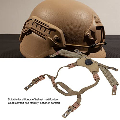 Helmet Chin Strap for Fast MICH Wendy Helmet, 4 Points Tactical Helmet Accessories Retention System Chin Strap, Helmet General Suspension Lanyard with 4 Sets of Fastening Screws - color: Tan