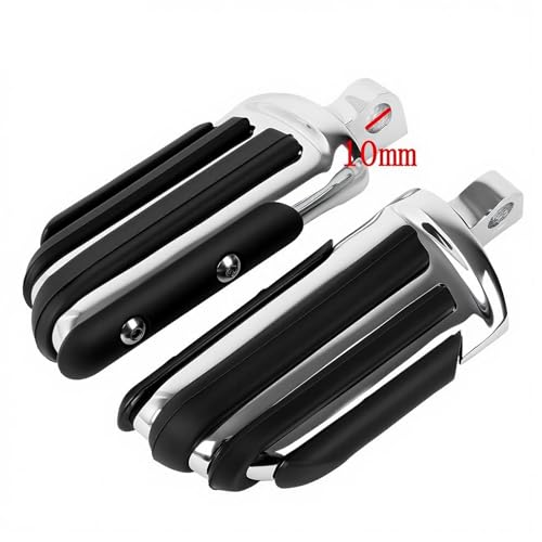 Motorcycle Footpegs 10mm Pilot Male Mount Style Footrests Fits for Harley Touring FLST Softail Dyna Sporster, Chrome#4 - color: Chrome#4