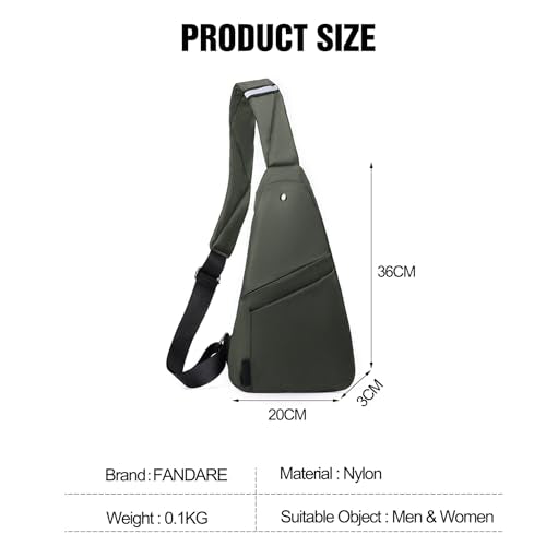 FANDARE Lightweight Sling Bag Men Chest Pack with Reflective Strips Women Versatile Motorcycle Crossbody Bags Cover Shoulder Carry Body Wallet for Hiking Running Outdoor Travel Daypacks Green - color: Green