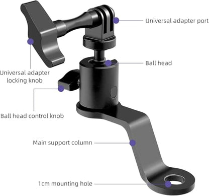Aluminum Motorcycle Mirror Mount 360 Degree Rotation for GoPro Hero, DJI Osmo, Insta360, AKASO Action Cameras, Motorcycle Camera Mount