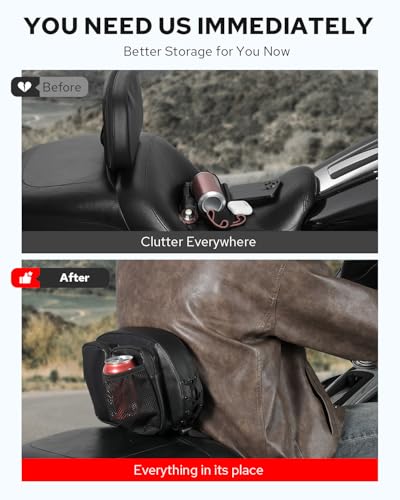 Benlari Rider Driver Backrest Bag, Driver Backrest Storage Bag, Rider Backrest Organizer Bag Fit for Harley Touring CVO Street Glide Road Glide Limited Softail Sportster Tri Glide Dyna