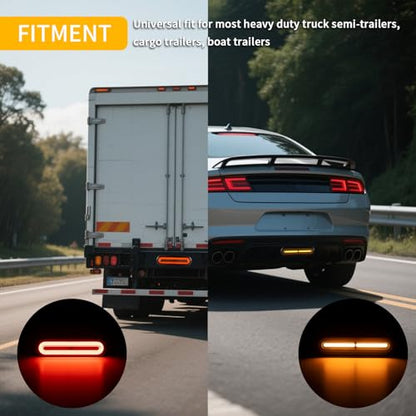 FXC 2-in-1 5'' Dual Color Motorcycle Scooter Brake Stop Safety Tail Light with Amber Turn Signals 12V-80V Compact Dirt Bike Light Waterproof for ATV UTV Driving Lights Truck Trailer Golf Cart
