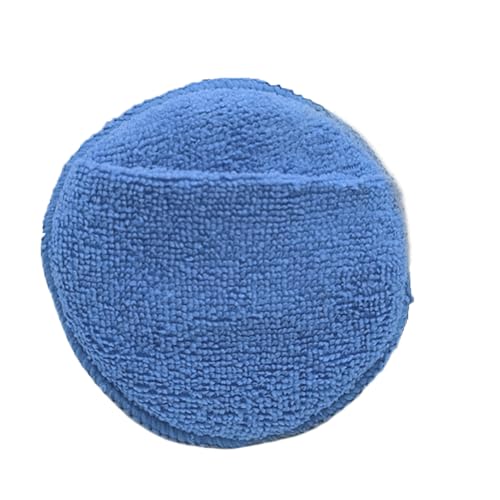 Car Wax Applicator Pad,Polish Applicator Pad - with Pocket 5-inch Fine Fiber Polishing Sponge for Leather Metal Interior Exterior Garage RV Motorcycle Wheel Cleaning - color: blue